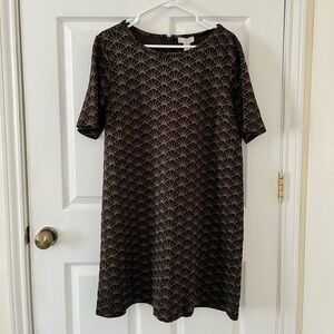 LOFT Black and Gold Mini Dress